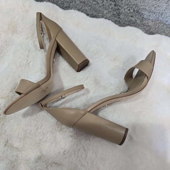Sam Edelman Yaro Ankle Strap Dress Sandal Heel Classic Nude Leather Womens US 10 - Picture 10 of 11